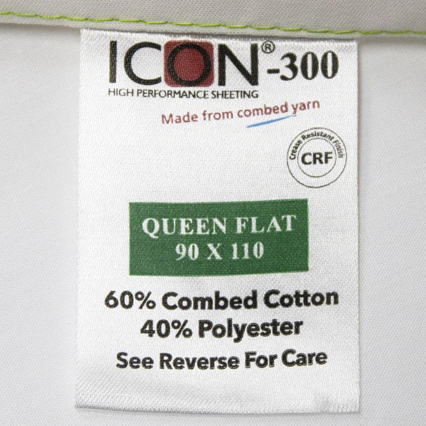 ICON-300 QUEEN FLAT SHEET / 90 X 110 / TWILL WEAVE (DOZEN)