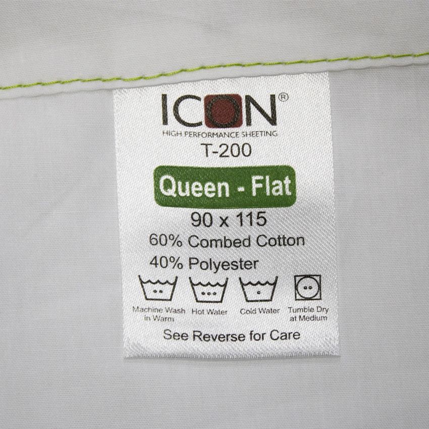 T200 / SHEETS QUEEN FLAT EXL 90 X 115 T 200 ICON LUXURY SHEETING (DOZEN) (2/CS)