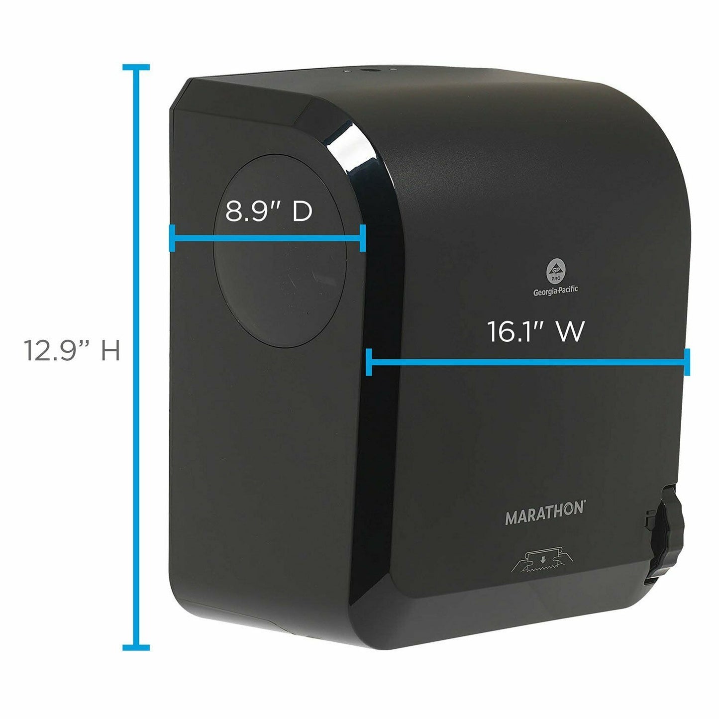 HARDWOUND TOWEL DISPENSER / MARATHON MECHANICAL PAPER TOWEL DISPENSER, BLACK, 16"W X 8.9”D X 12.9”H