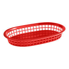 FAST FOOD BASKET / RED OVAL 11" X 7" / 12 PACK