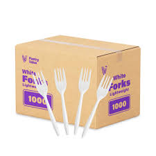 PLASTIC FORK / WHITE /  MEDIUM WEIGHT / 1,000 PER CASE