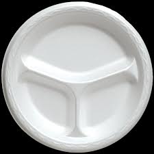 10 INCH 3 COMPARTMENT FOAM TRAY - WHITE - CASE 500