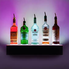 LIQUOR SHELF / 1 TIER / BLACK / MULTI COLOR LED'S / 36"