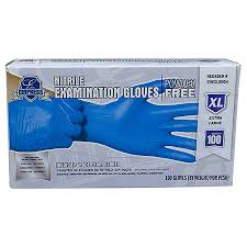 EXTRA LARGE NITRILE GLOVE / BLUE / EXAM GRADE / POWDER