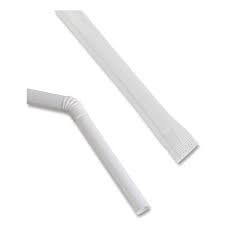 8" FLEXIBLE WRAPPED STRAWS / W HITE (20/500/10,000)