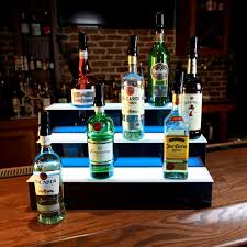 LIQUOR SHELF / 3 TIER / BLACK / MULTI COLOR LED'S / 24"