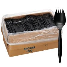 SPORK / BLACK / MEDIUM WEIGHT  PLASTIC / 1,000 PER CASE