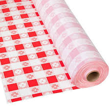 PLASTIC TABLE COVER / RED-WHITE / 40" X 300' (EACH)
