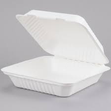9 X 9 /  BIODEGRADABLE MOLDED FIBER HINGED TRAY (200/CS)