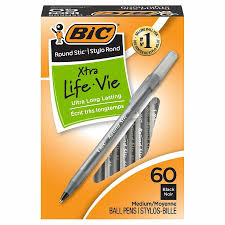 BIC PENS / ROUND STIC XTRA LIFE STICK BALLPOINT PEN VP,