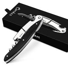 BLACK DOUBLE LEVER CORKSCREW WINE KEY
