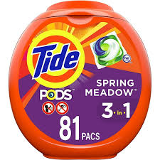 TIDE DETERGENT PODS, SPRING ME ADOW SCENT, 81 PODS/PACK (4/CS