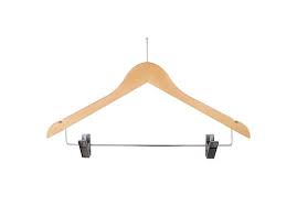 LADIES' WOOD FLAT SUIT HANGER W/CLIPS- BALL TOP HOOK-