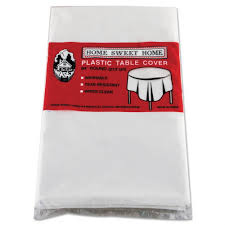TABLE SET ROUND TABLE COVER, PLASTIC, 84" DIA, WHITE, 6/PAC