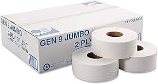 JUMBO ROLL BATH TISSUE / 9" / 2-PLY / 12 PER CASE [JTIS]