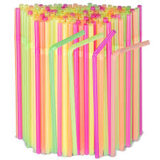 NEON DRINKING STRAW 8', BOX OF  250 PIECES