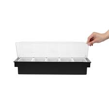 BAR CADDY / 5 COMPARTMENT / BLACK PLASTIC [EACH]