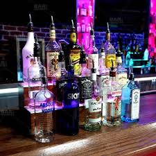 LIQUOR SHELF / 3 TIER / WILD CHERRY / MULTI COLOR LED'S /