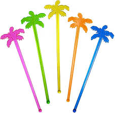BARCONIC DRINK SWIZZLE STICK - PALM TREE ASSORTED COLORS 100