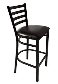BARCONIC® BLACK FRAME BAR STOOL - LADDER BACK - BLACK