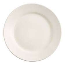 9 5/8" IVORY WIDE RIM ROLLED EDGE STONEWARE PLATE (24/CS)