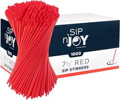 SIP STIR STRAW / 7.5" / RED WITH WHITE STRIPE (1,000/BOX)