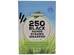 WRAPPED BLACK STRAWS / 8" (50/250/12,500) [WBS] [EACH]