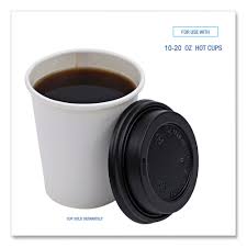 HOT CUP LID / BLACK / FITS 10-20 OZ BOARDWALK HOT CUP