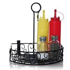 CONDIMENT CADDY WITH BUILT IN MERCHANDISING RING - BLACK