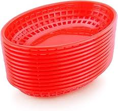 FAST FOOD BASKETS / RED / OVAL 9.25" X 5.75" (DOZEN)