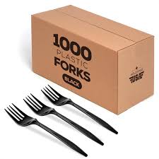 PLASTIC FORK / BLACK /  HEAVY WEIGHT / 1,000 PER CASE