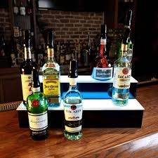 LIQUOR SHELF / 2 TIER / BLACK / MULTI COLOR LED'S / 24"