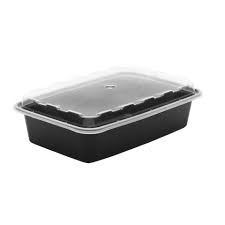 28 OZ BLACK RECTANGULAR MICRO. CONT. WITH LID / 150 PER CASE