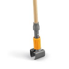 WOODEN MOP HANDLE WITH PLASTIC CLAMP / 60" [EACH]