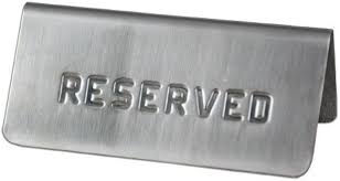 RESERVED / TABLETOP SIGN / STAMPED (EACH)