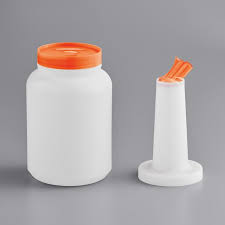 2 QT. WHITE POUR BOTTLE WITH ORANGE SPOUT AND CAP