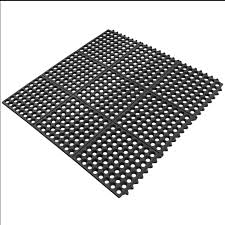 INTERLOCKING RUBBER FLOOR MAT - BLACK, ANTI-FATIGUE - 3 X 3