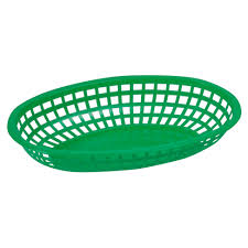 FAST FOOD BASKETS (OVAL BASKET, GREEN 10 1/2'