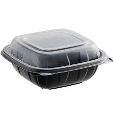 6 X 6 / MICROWAVEABLE / BLACK / CLEAR PLASTIC HINGED