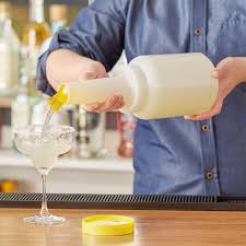 2 QT. WHITE POUR BOTTLE WITH YELLOW SPOUT AND CAP