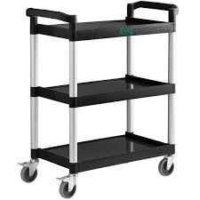 BLACK UTILITY / BUS CART WITH THREE SHELVES - 32" X 16"