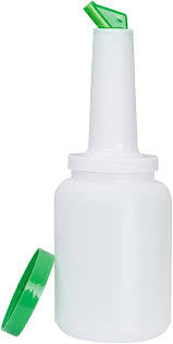 2 QT. WHITE POUR BOTTLE WITH GREEN SPOUT AND CAP