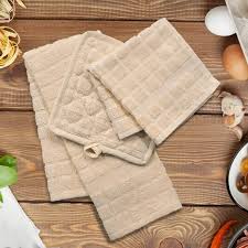 KITCHEN TOWEL / 15 X 25 / OFF WHITE-TAN / DOZEN (12DZ/CS)