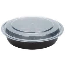 48 OZ BLACK ROUND MICROWAVABLE HEAVY WEIGHT CONTAINER WITH