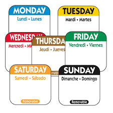 DAY DOTS / 1" REMOVABLE / SUNDAY - SATURDAY (PACK)