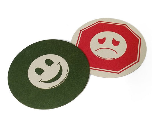 COASTERS / SMILEY / 4" ROUND / 100 PER SLEEVE [EACH]