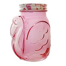 PINK FLAMINGO GLASS / 18 OZ / WITH LID (EACH)