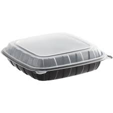 10 X 10 X 3 MICROWAVEABLE 1-COMPARMENT BLACK / CLEAR