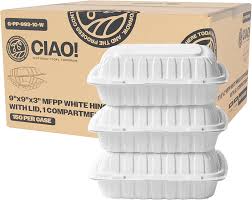 ECO-HINGE 9 X 9 / WHITE / MFPP 1 COMPARTMENT / 150 P/C (CASE)