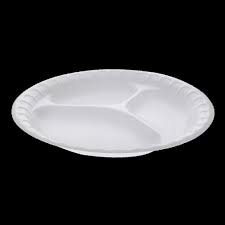 PACTIV / 10.25" FOAM PLATE / WHITE / 3 COMPARTMENT / 500